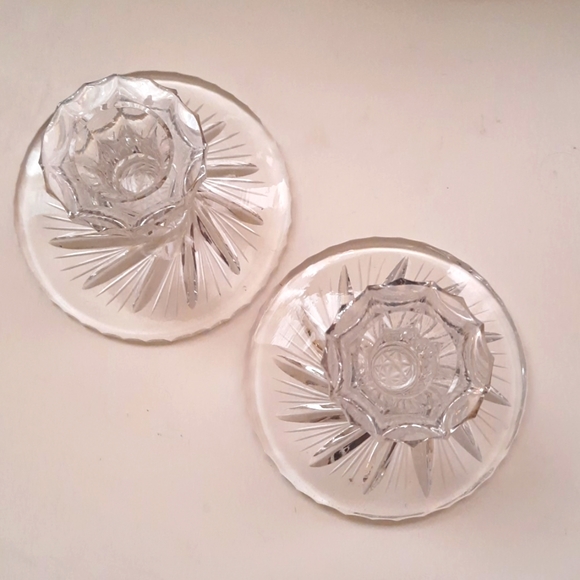 Set of 2 crystal candle holders + 2 candles - Picture 2 of 4